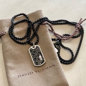 David Yurman Black Sapphire Dog Tag Necklace